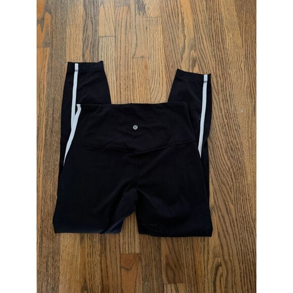 LULULEMON WOMENS ALIGN HIGH RISE SIDE STRIPE TIGHT 25" BLACK/WHITE SZ 8 - Picture 2 of 3